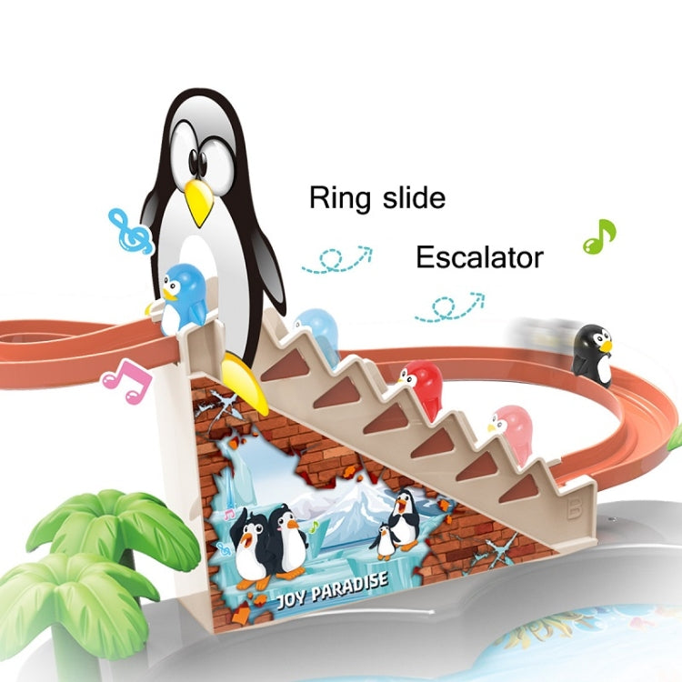 Penguin Stair Climbing Children Electric Magnetic Fishing Toy Multifunctional Game Set(Blue)