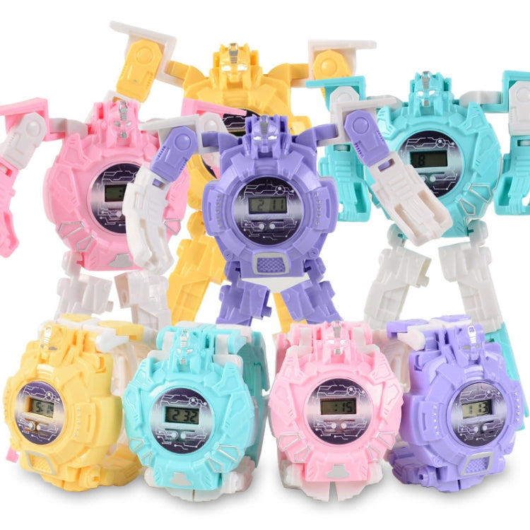 3 PCS Children Electronic Watch Cartoon Deformation Robot Toy Watch(Pink)