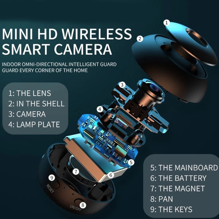 A12 Mini 1080P 5GHz Wireless WiFi Security Camera Night Vision Remote Home Small Surveillance Camera(Matte Black)