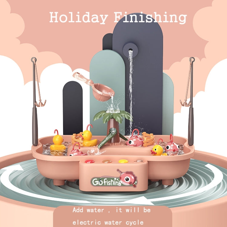 Play House Children Educational Electric Cycle Rotating Fishing Station Summer Water Game Toy Set, Colour: Pink 6 Ducks