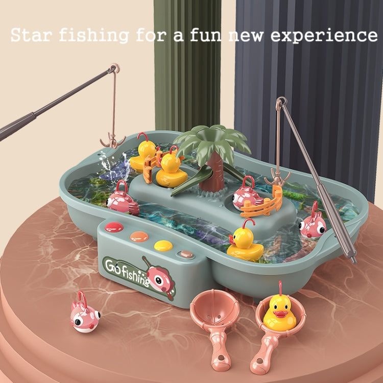 Play House Children Educational Electric Cycle Rotating Fishing Station Summer Water Game Toy Set, Colour: Green 3 Fish 3 Ducks