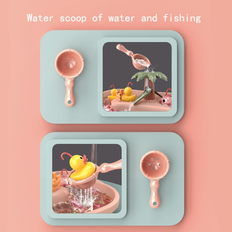 Play House Children Educational Electric Cycle Rotating Fishing Station Summer Water Game Toy Set, Colour: Pink 3 Fish 3 Duck