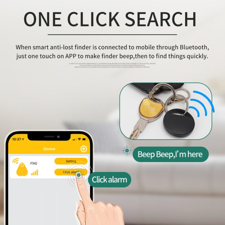 HYC-S9 2 PCS Round Bluetooth Object Finder Mobile Phone Tracking Locator Anti-Lost Two-Way Alarm(Red)