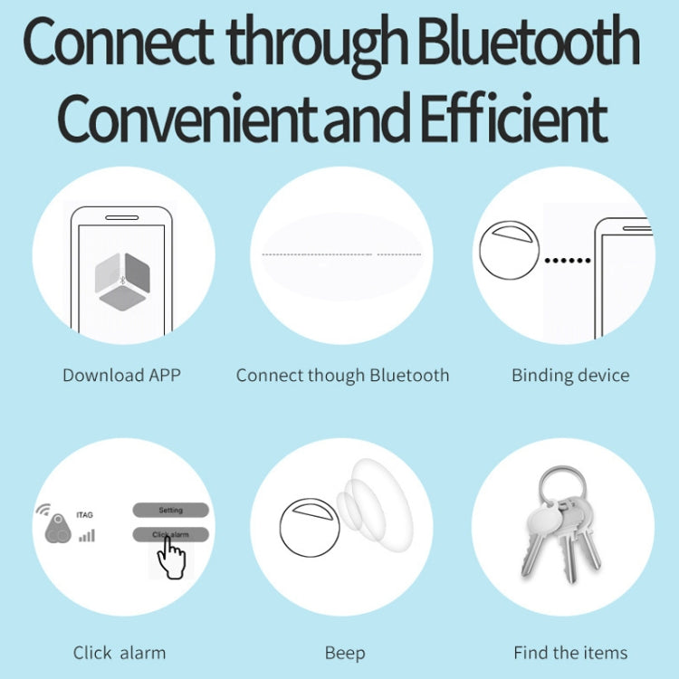 HYC-S9 2 PCS Round Bluetooth Object Finder Mobile Phone Tracking Locator Anti-Lost Two-Way Alarm(Blue)