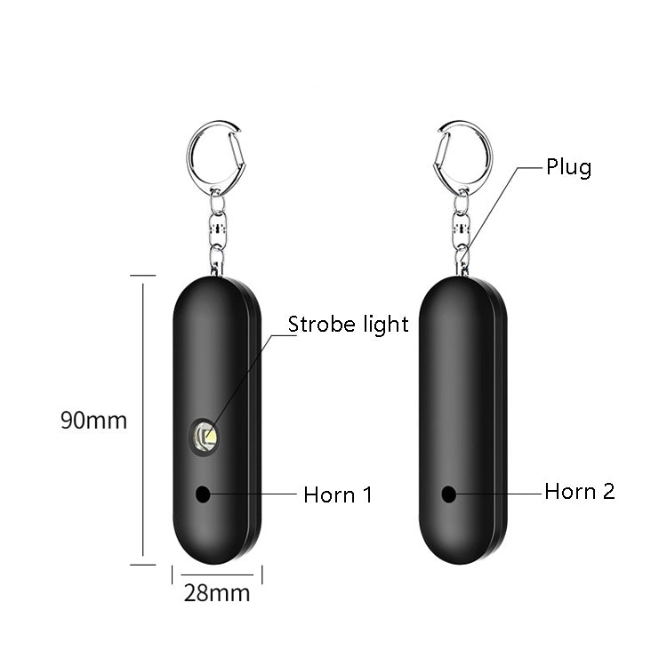 AF-2001 130dB Personal Alarm IP56 Waterproof Keychain Double Speaker High Scorpion Anti-Wolf Alarm(Black)