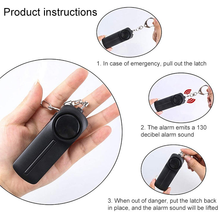 AF-9400 130dB Personal Alarm Pull Ring Women Self-Defense Keychain Alarm(Black)