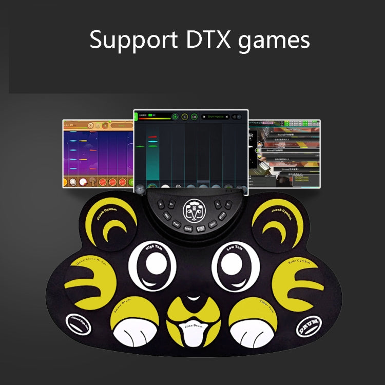 Children Hand Roll Electronic Drum DTX Game Portable Drum(G600 Yellow)