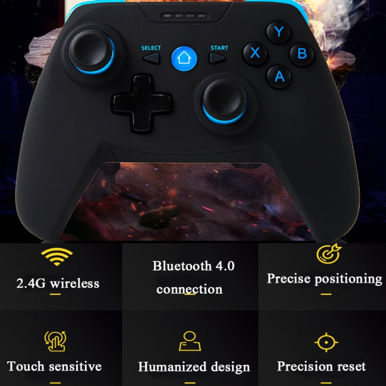 CX-X1  2.4GHz + Bluetooth 4.0 Wireless Game Controller Handle For Android / iOS / PC / PS3 Handle + Bracket (Blue)