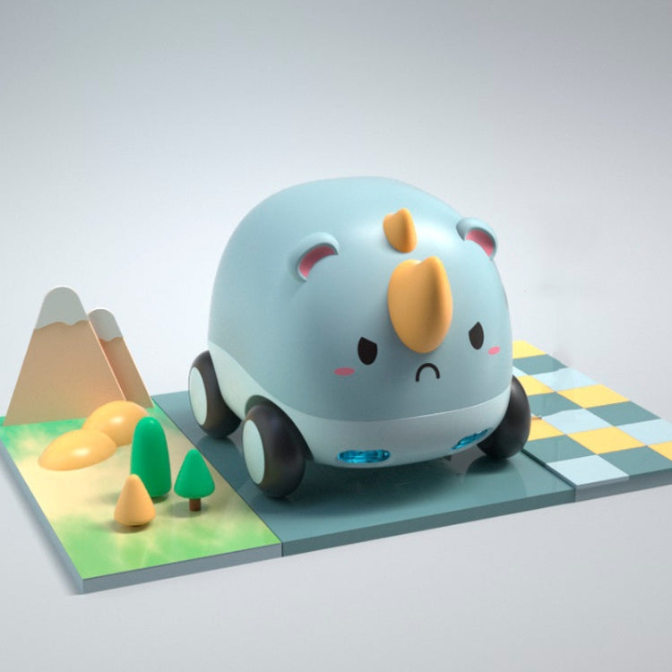 Cartoon Cute Pet Pull Back Car Children Mini Puzzle Inertia Car Toy(Rhino)