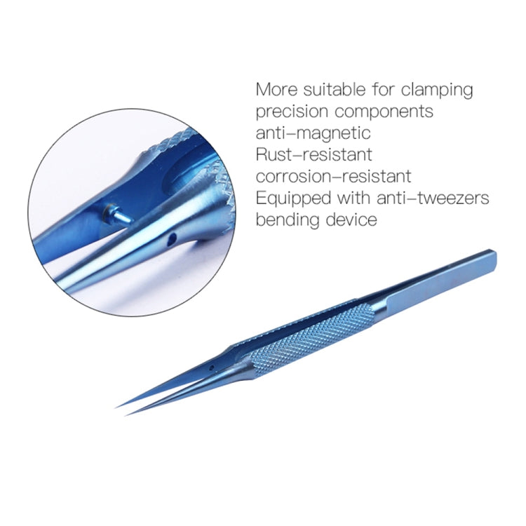 Kaisi Titanium Alloy Tweezers Repair Fingerprint Fly Line Phone Motherboard Precise Antimagnetic Electronics Tweezers(Straight BT-11)