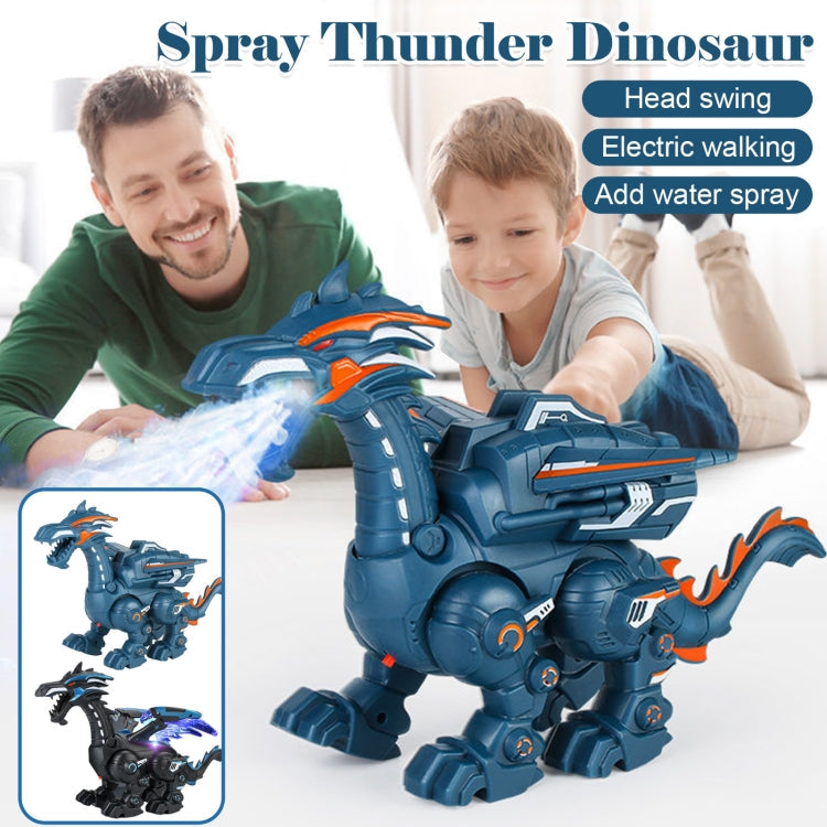 Electric Mechanical Dinosaur Toy Simulation Animal Toy Multifunctional Sound And Light Toy, Style:  Spray-Dark Black