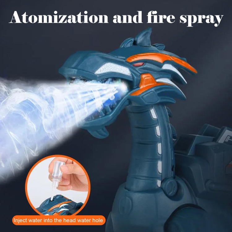 Electric Mechanical Dinosaur Toy Simulation Animal Toy Multifunctional Sound And Light Toy, Style:  Spray-Dark Black