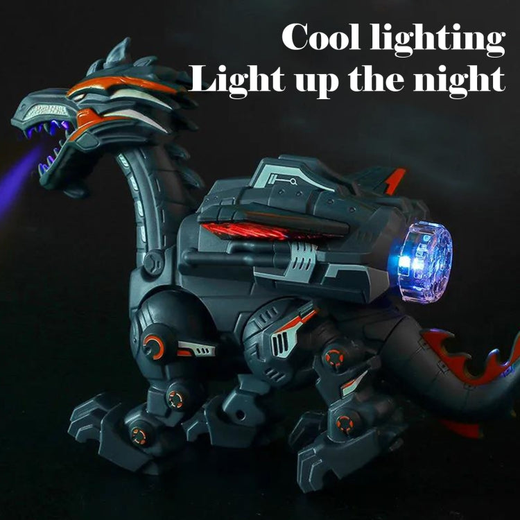 Electric Mechanical Dinosaur Toy Simulation Animal Toy Multifunctional Sound And Light Toy, Style:  Spray-Dark Black