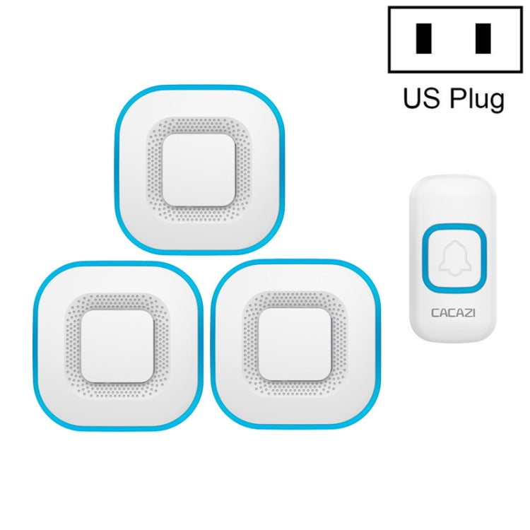 CACAZI V028F 1 For 3 Wireless Music Doorbell without Battery, Plug:US Plug(White)