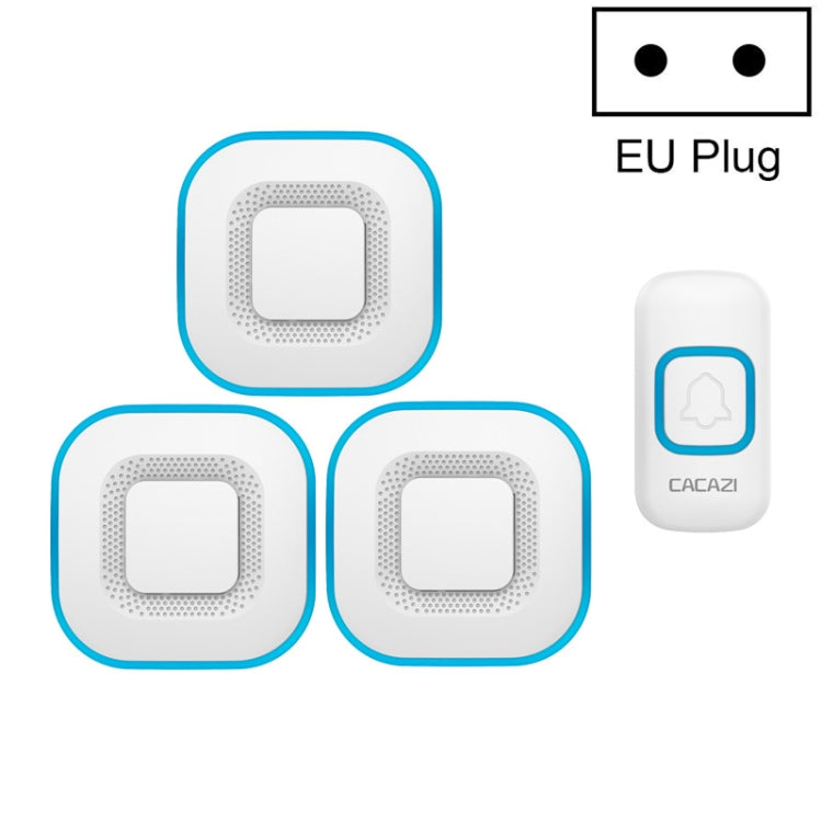 CACAZI V028F 1 For 3 Wireless Music Doorbell without Battery, Plug:EU Plug(White)