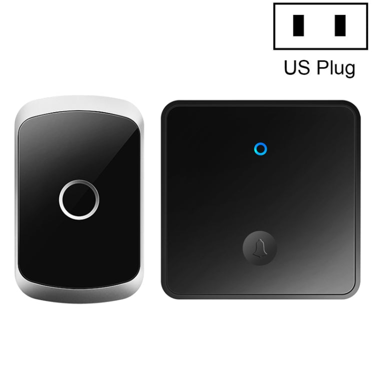 CACAZI FA50 1 For 1 Push-button Self-generating Wireless Doorbell, Plug:US Plug(Black)