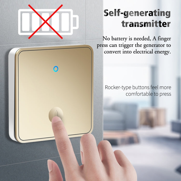 CACAZI FA50 1 For 1 Push-button Self-generating Wireless Doorbell, Plug:EU Plug(Gold)