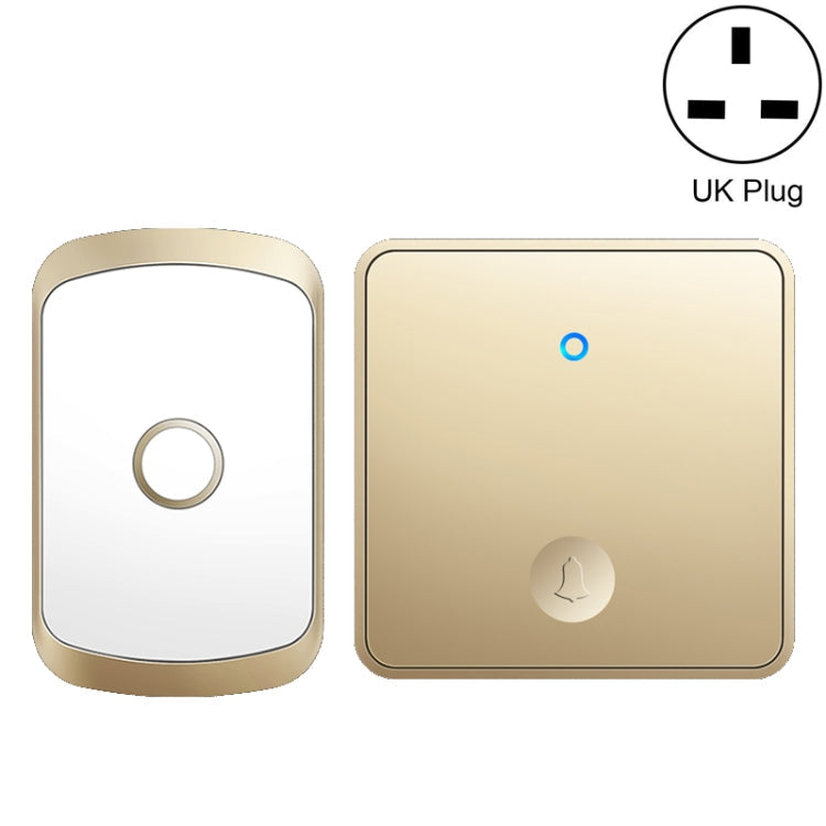 CACAZI FA50 1 For 1 Push-button Self-generating Wireless Doorbell, Plug:UK Plug(Gold)