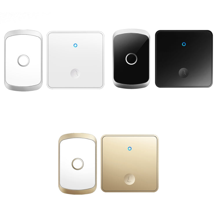 CACAZI FA50 1 For 1 Push-button Self-generating Wireless Doorbell, Plug:UK Plug(Black)