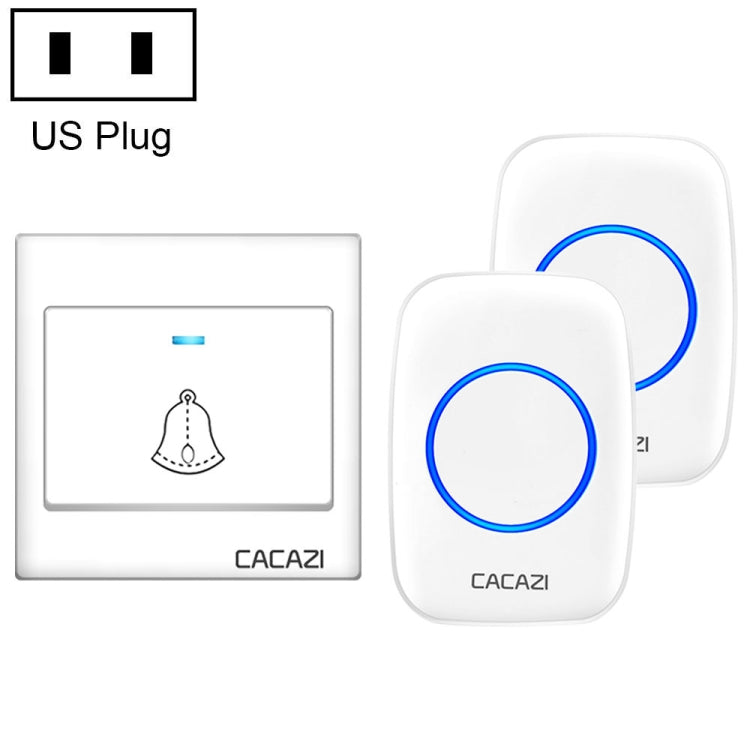 CACAZI H10 1 For 2 Home Wireless Music Doorbell without Battery, Plug:US Plug(White)