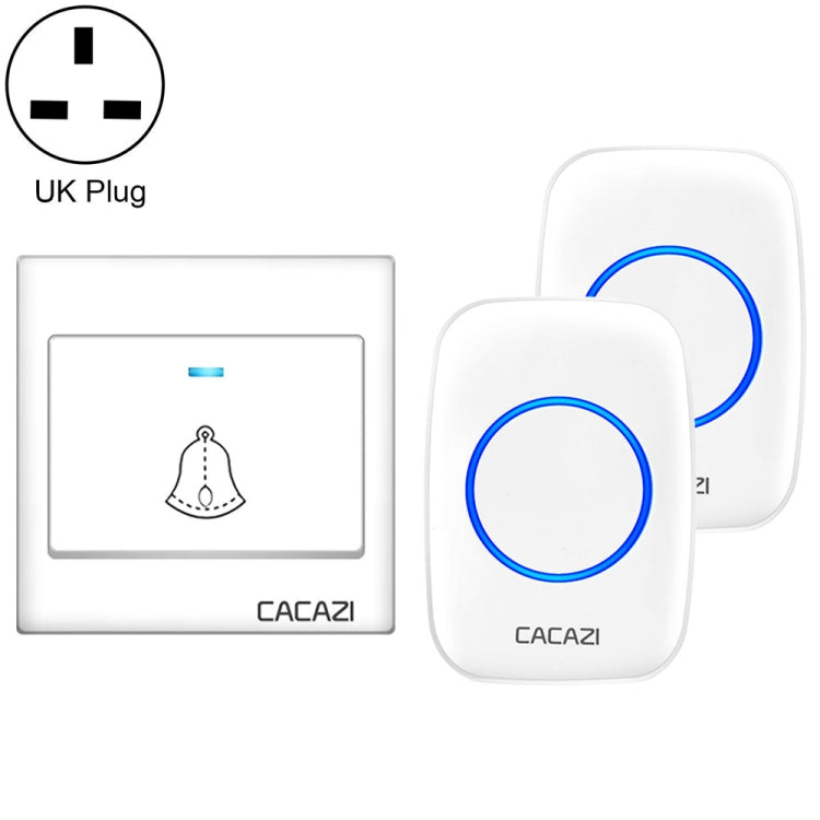 CACAZI H10 1 For 2 Home Wireless Music Doorbell without Battery, Plug:UK Plug(White)