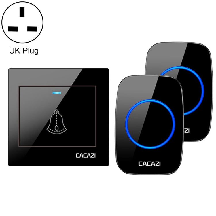 CACAZI H10 1 For 2 Home Wireless Music Doorbell without Battery, Plug:UK Plug(Black)