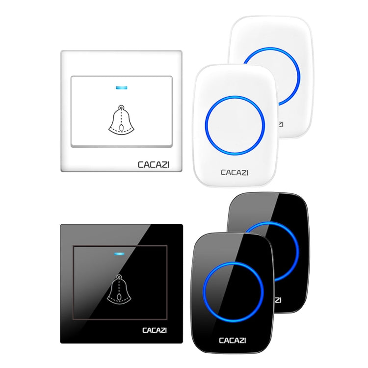 CACAZI H10 1 For 2 Home Wireless Music Doorbell without Battery, Plug:UK Plug(White)