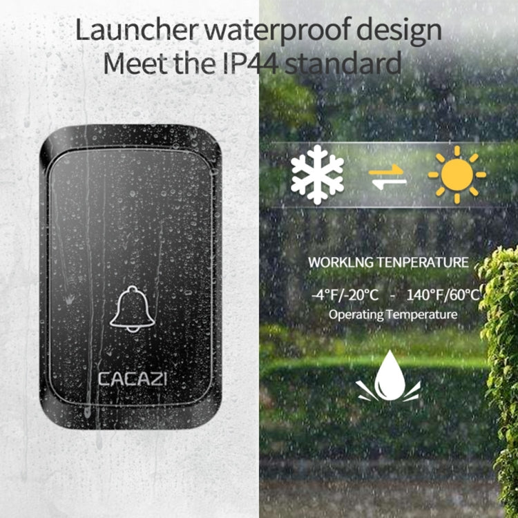 CACAZI A50 1 For 1 Wireless Music Doorbell without Battery, Plug:UK Plug(White)