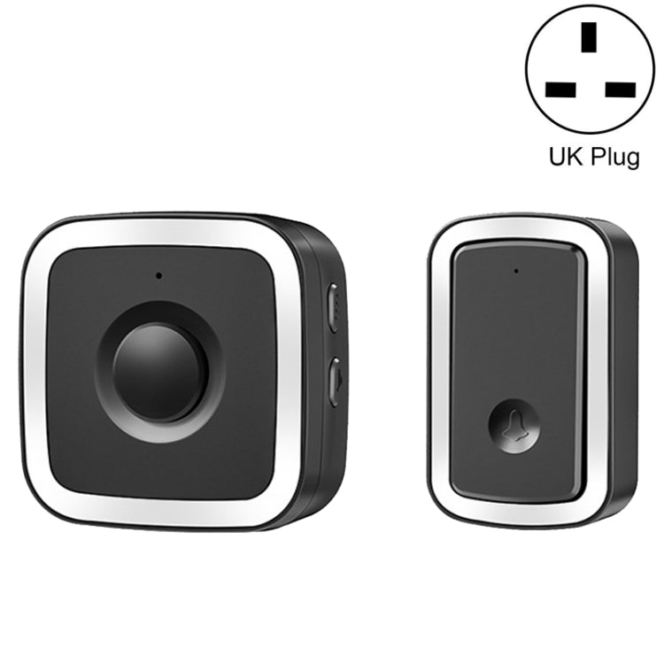 CACAZI A58 1 For 1 Smart Wireless Doorbell without Battery, Plug:UK Plug(Black Silver)
