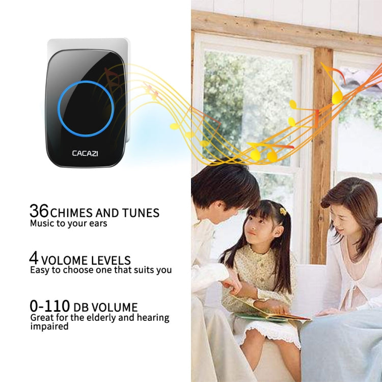 CACAZI H10 1 For 1 Wireless Smart Doorbell without Battery, Plug:US Plug(White)