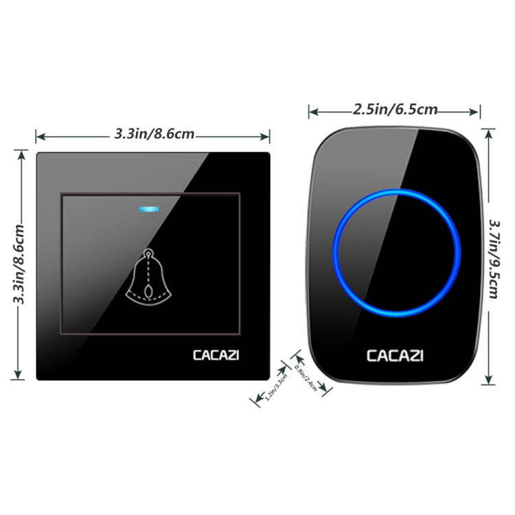 CACAZI H10 1 For 1 Wireless Smart Doorbell without Battery, Plug:EU Plug(Black)