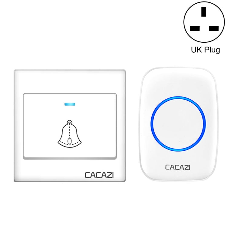 CACAZI H10 1 For 1 Wireless Smart Doorbell without Battery, Plug:UK Plug(White)