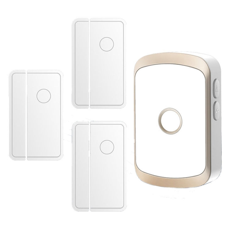 CACAZI M20 1 For 3 Split Type Door Opening Sensor Reminder Smart Wireless Doorbell Alarm, Style: EU Plug(Gold)