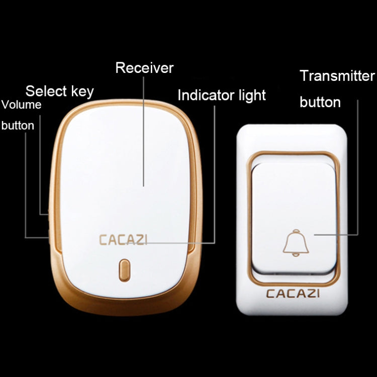 CACAZI Smart Waterproof Music Wireless Doorbell Multifunctional Pager, Style: UK Plug(Silver)