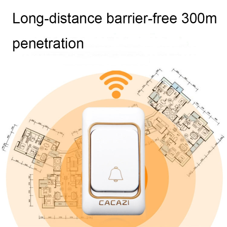 CACAZI Smart Waterproof Music Wireless Doorbell Multifunctional Pager, Style: US Plug(Silver)