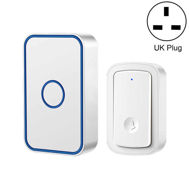 CACAZI A19 1 For 1 Wireless Music Doorbell without Battery, Plug:UK Plug(White)