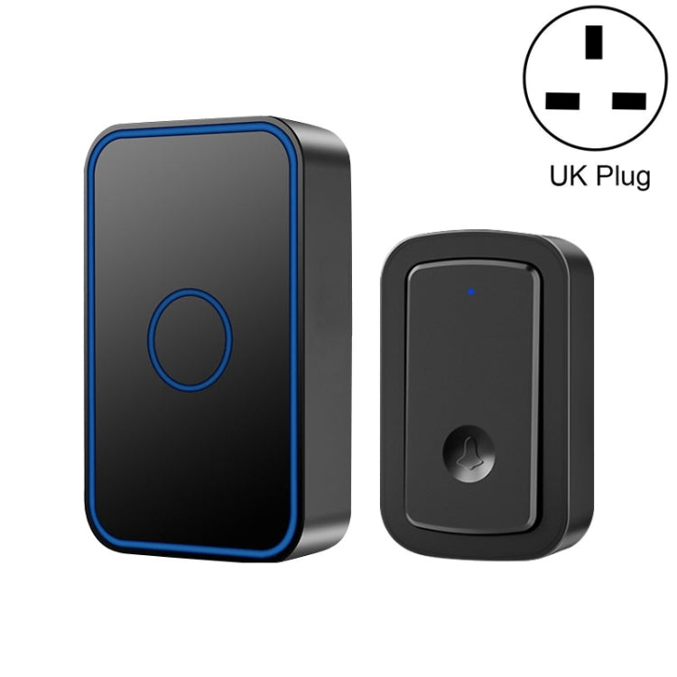 CACAZI A19 1 For 1 Wireless Music Doorbell without Battery, Plug:UK Plug(Black)