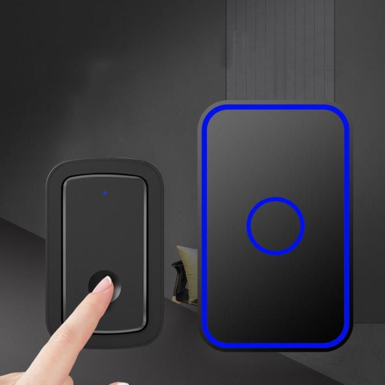 CACAZI  A19 1 For 3  Wireless Music Doorbell without Battery, EU Plug(Black)