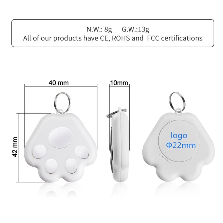 2 PCS HYC-09 Dog Paw Bluetooth Anti-Lost Device Pet Tracking Locator Keychain Smart Search Two-Way Alarm(Dark Blue)