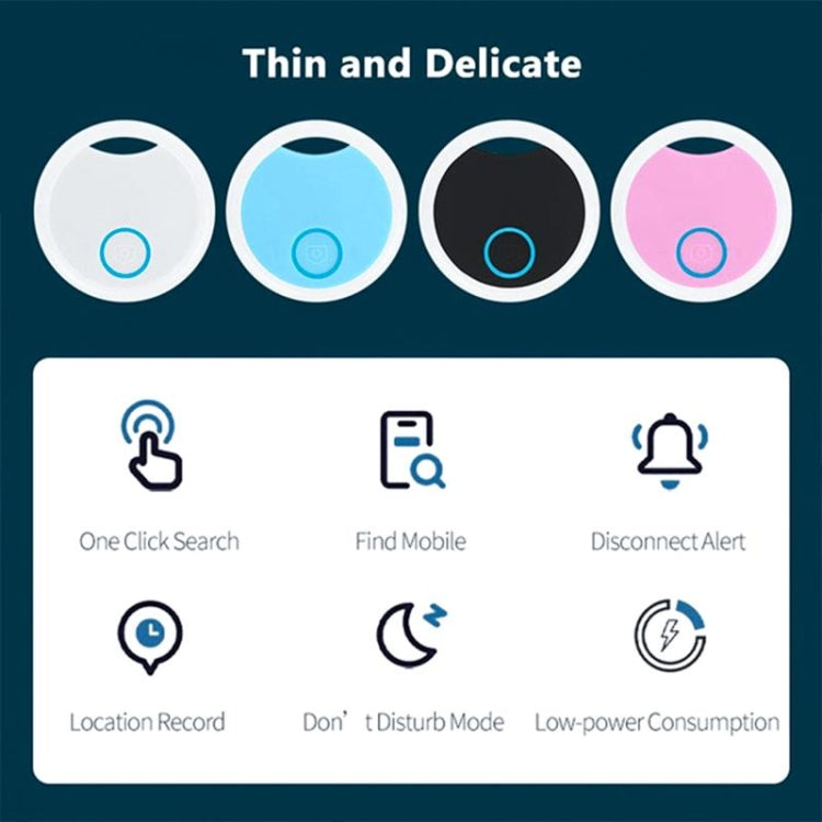 2 PCS S8 Round Bluetooth Anti-Lost Device Key Luggage Tracking Device Two-Way Alarm(White)