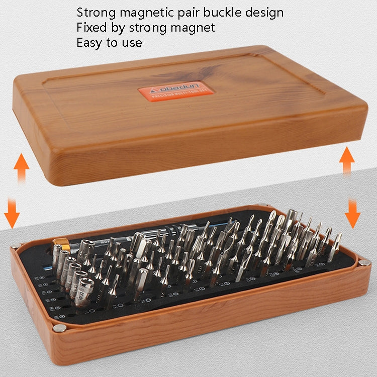 Obadun 9801 68 In 1 Screwdriver Set Manual Batch Glasses Screwdriver Hardware Repair Tool(Wood Grain Box)