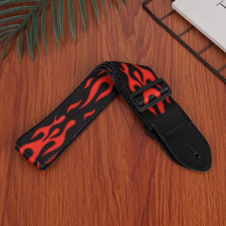 3 PCS Printed Ukulele Guitar Strap, Length: 85-135cm(Red Flame)