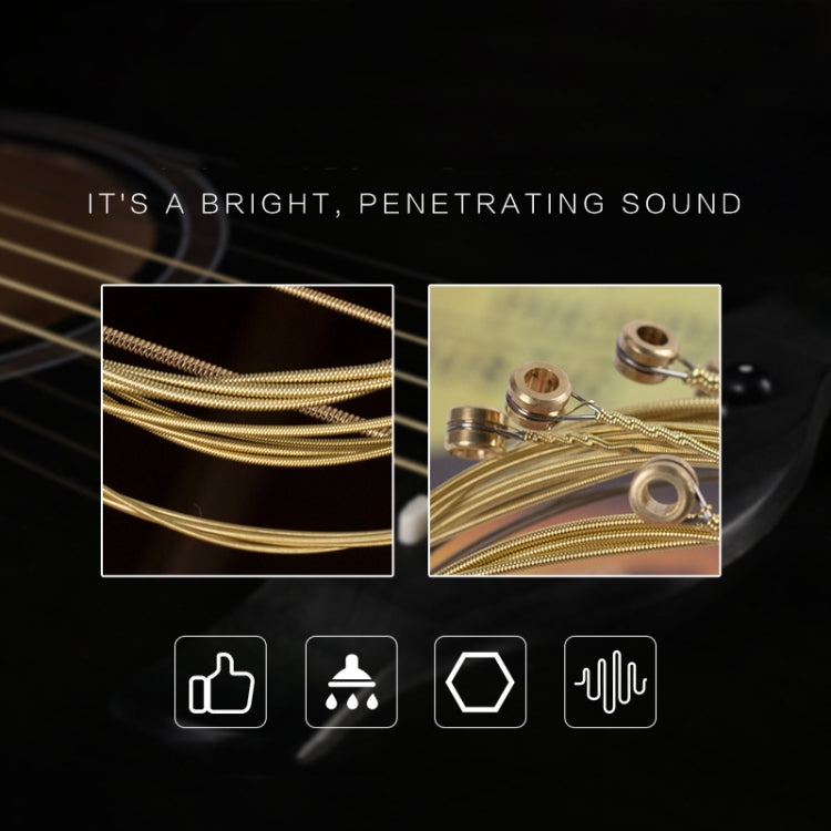 1 Set Folk Guitar Brass Strings Acoustic Guitar Set Strings 1-6(Yellow Packing 011)