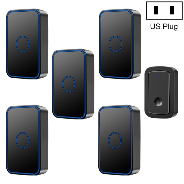 CACAZI A19 1 For 5 Wireless Music Doorbell without Battery, Plug:US Plug(Black)