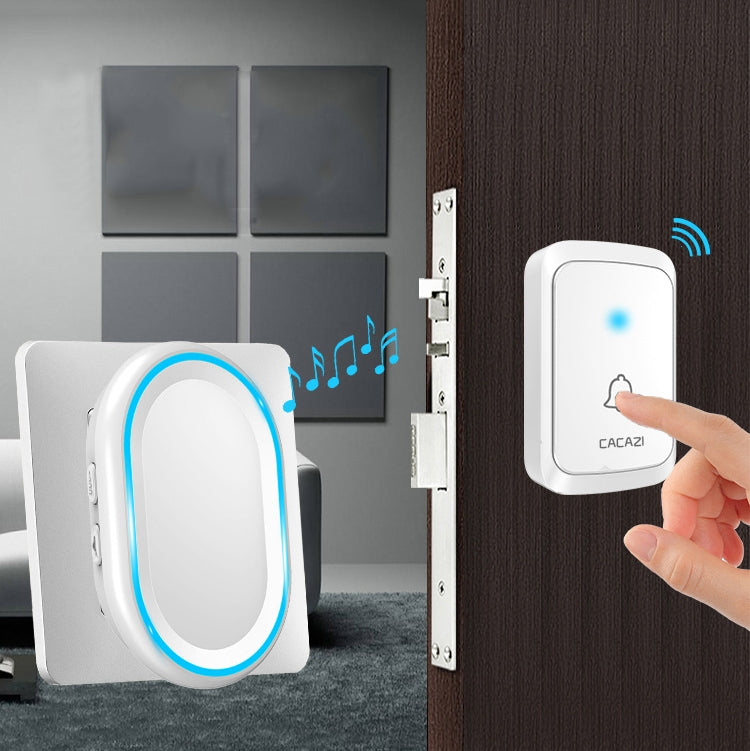 CACAZI A80 1 For 1 Wireless Music Doorbell without Battery, Plug:EU Plug(White)