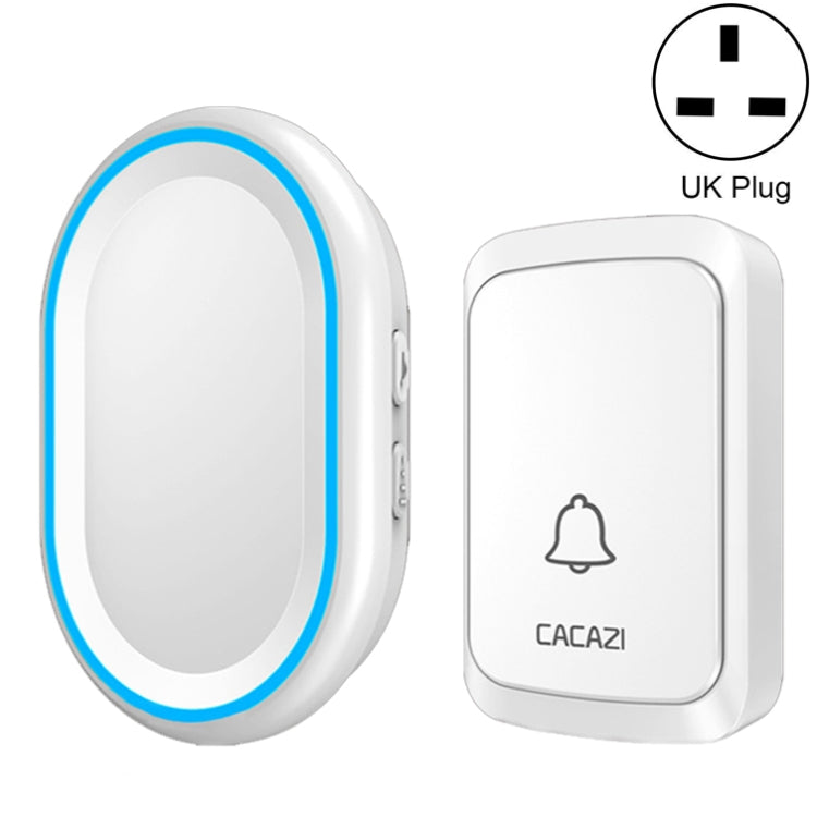 CACAZI A80 1 For 1 Wireless Music Doorbell without Battery, Plug:UK Plug(White)