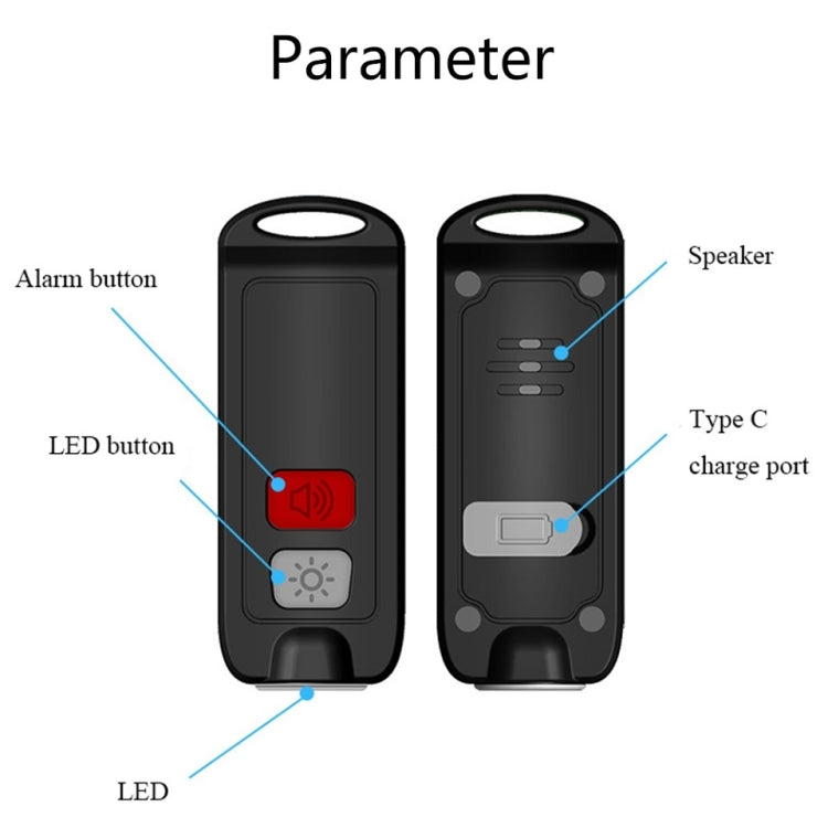 AF-2002 130dB Rechargeable Anti-Wolf Alarm Self-Defense Device With Distress Light(Blue)