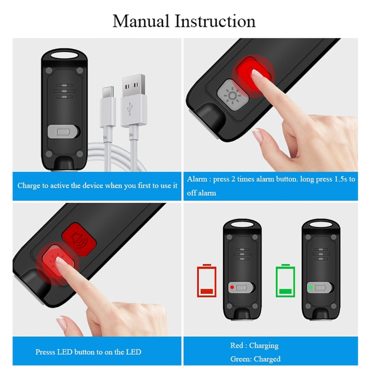 AF-2002 130dB Rechargeable Anti-Wolf Alarm Self-Defense Device With Distress Light(Blue)