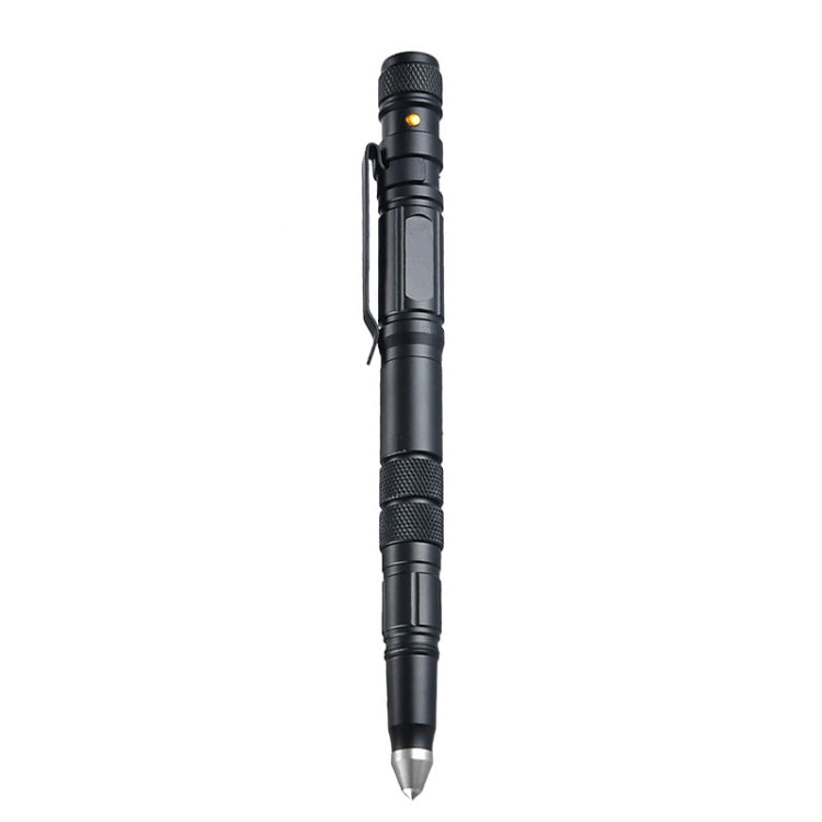 P08 Outdoor LED With Flashing Tungsten Steel Window Breaking Self-Defense Pen(Black)
