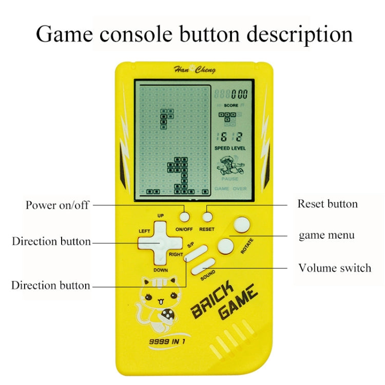 Large Screen Retro Children Handheld Game Console(Yellow)